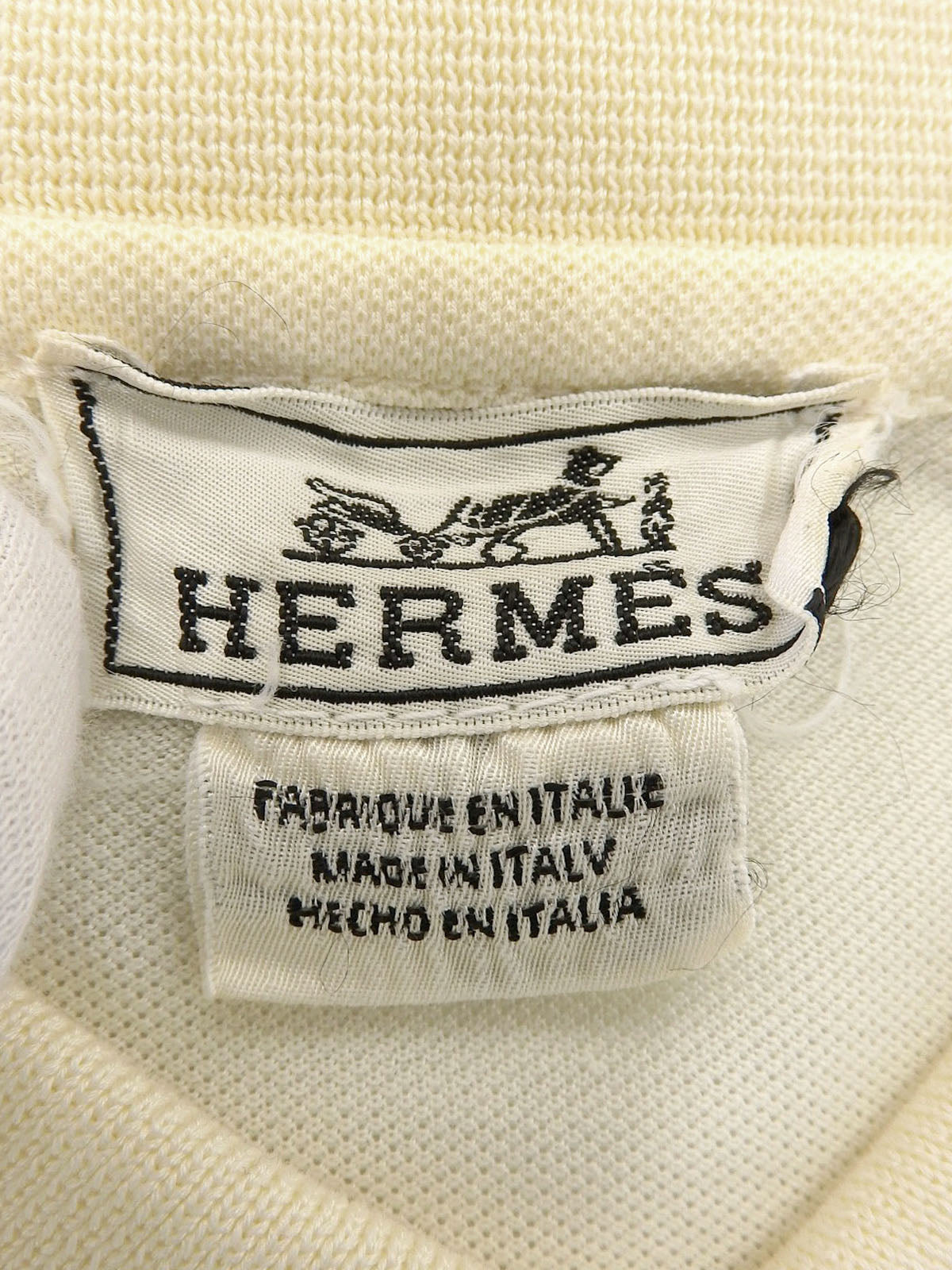 Hロゴ刺繍ポロシャツ クリームイエロー