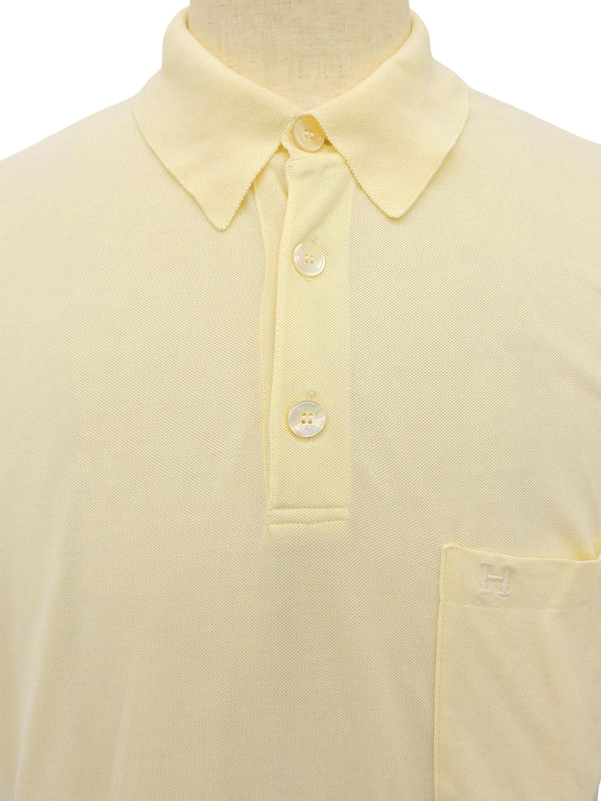 H logo embroidered polo shirt cream yellow