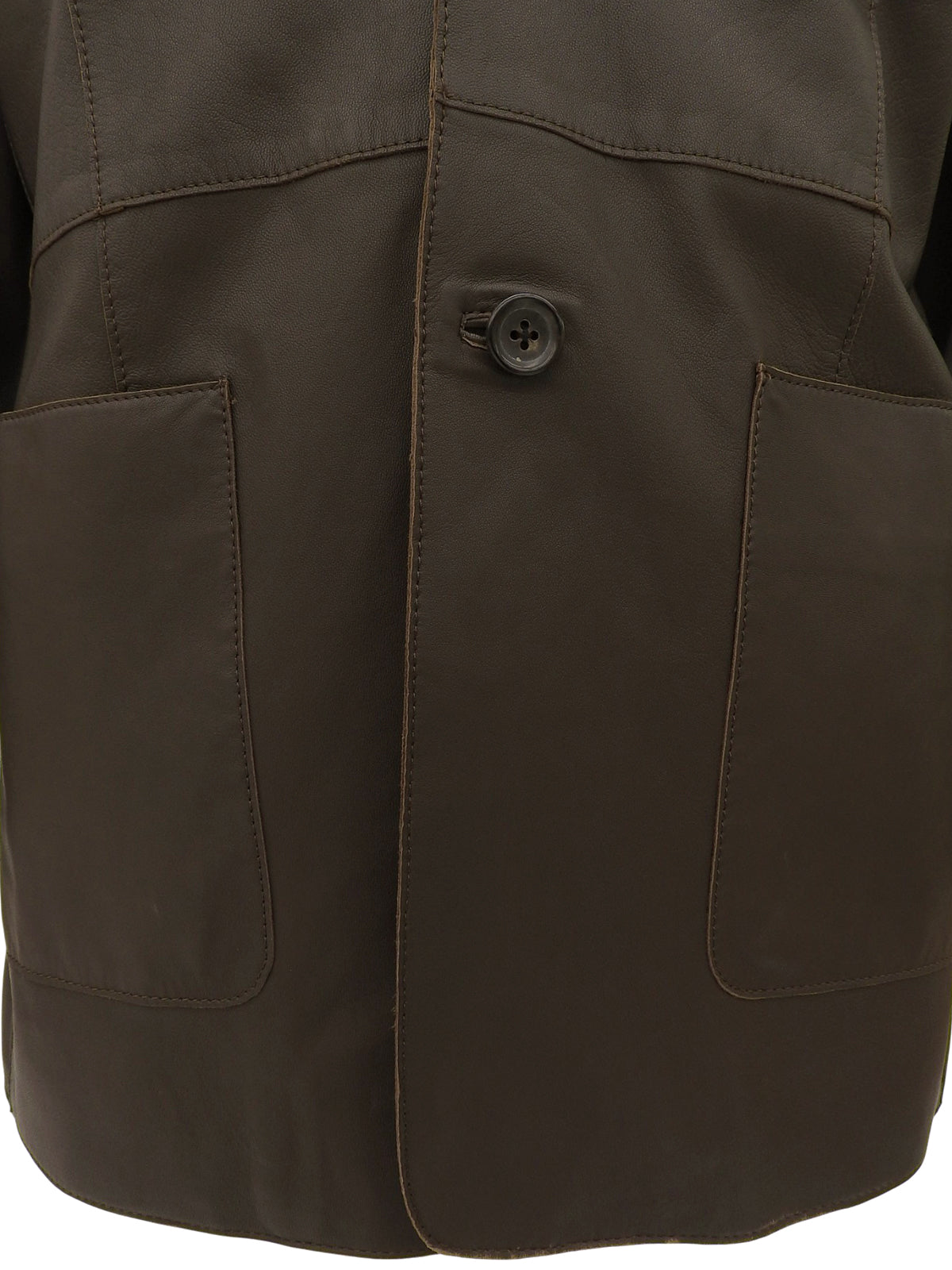 Dark brown leather tailored jacket