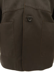 Dark brown leather tailored jacket