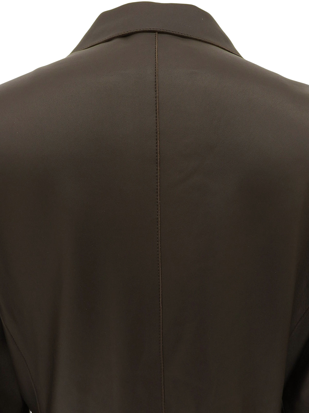 Dark brown leather tailored jacket