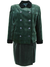 绿色/黑色丝绒格纹套装