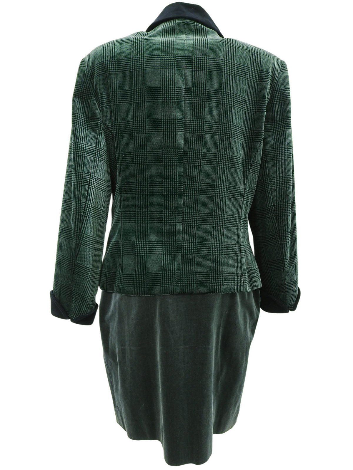 绿色/黑色丝绒格纹套装