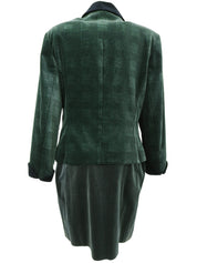 绿色/黑色丝绒格纹套装