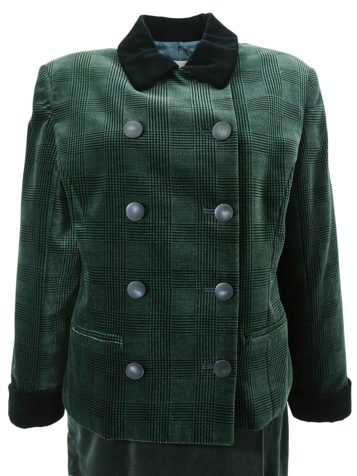 绿色/黑色丝绒格纹套装