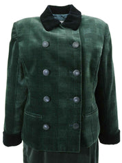 绿色/黑色丝绒格纹套装