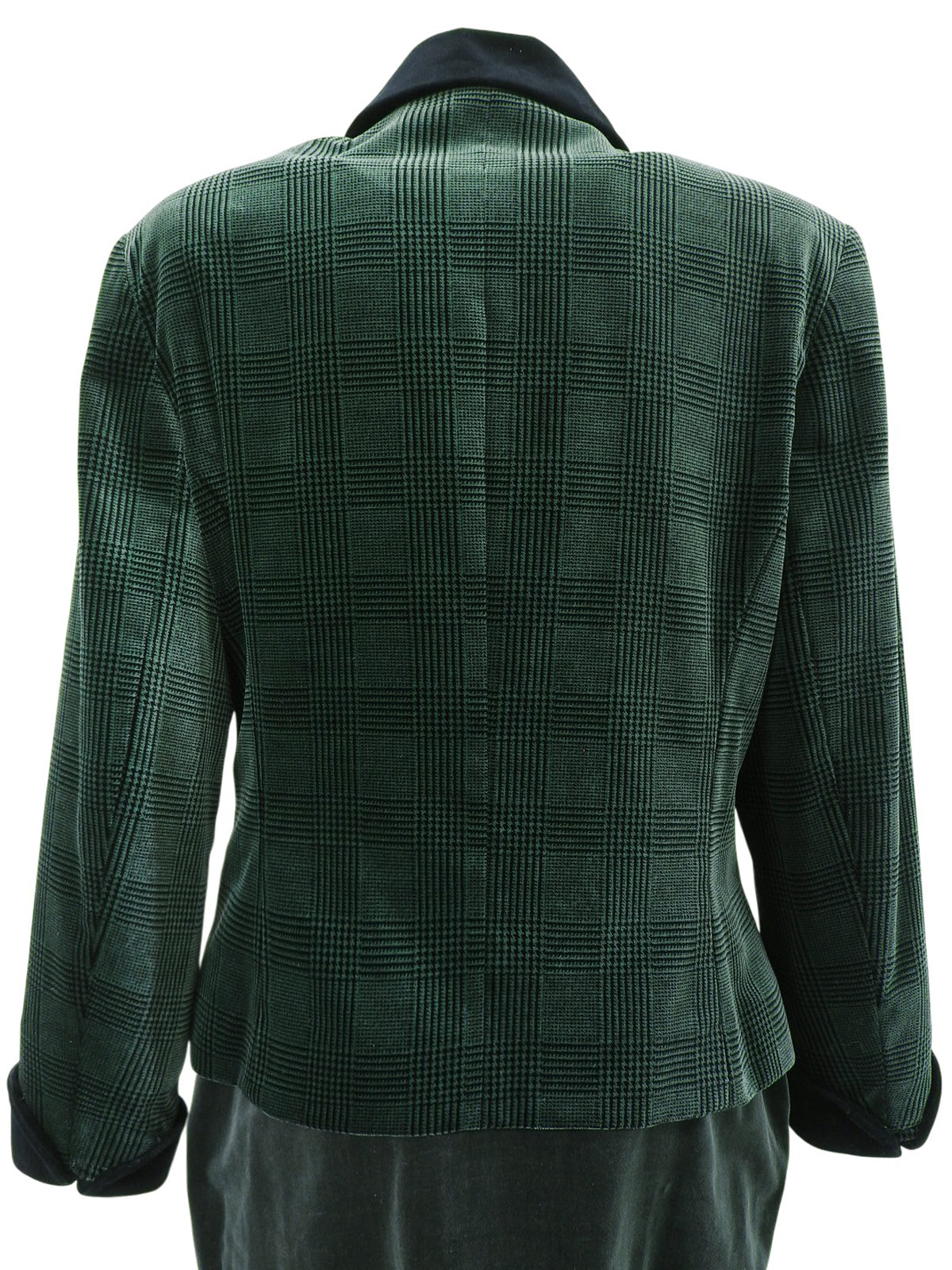 绿色/黑色丝绒格纹套装