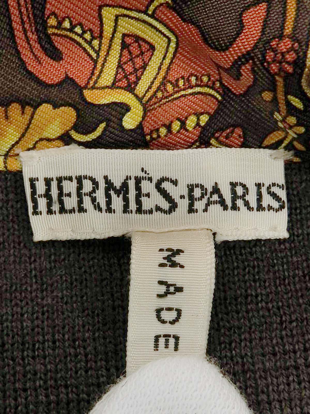 棕/黄色多色印花长袖针织polo衫