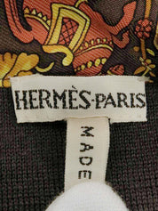 棕/黄色多色印花长袖针织polo衫