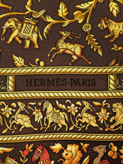 Multi-print Long Sleeve Knit Polo Shirt #XL Brown/Yellow