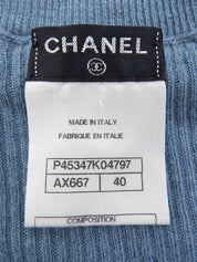 CC mark button design long sleeve top in blue/multi