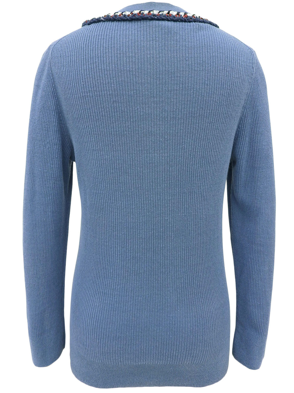 CC mark button design long sleeve top in blue/multi