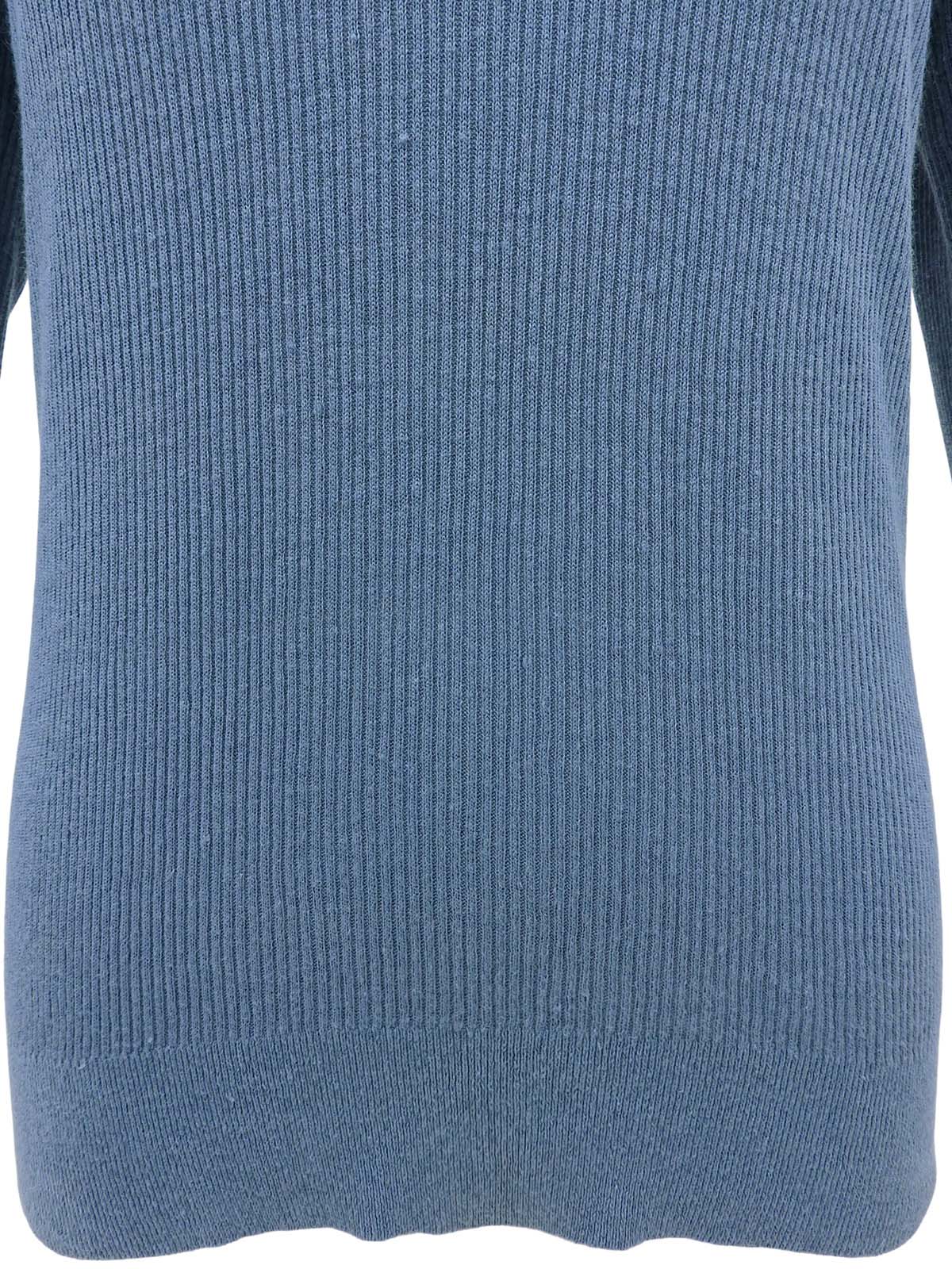 CC mark button design long sleeve top in blue/multi