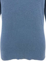 CC mark button design long sleeve top in blue/multi