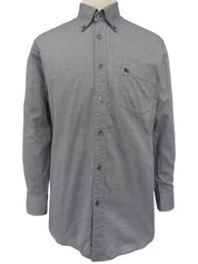 Logo embroidered long sleeve shirt in grey