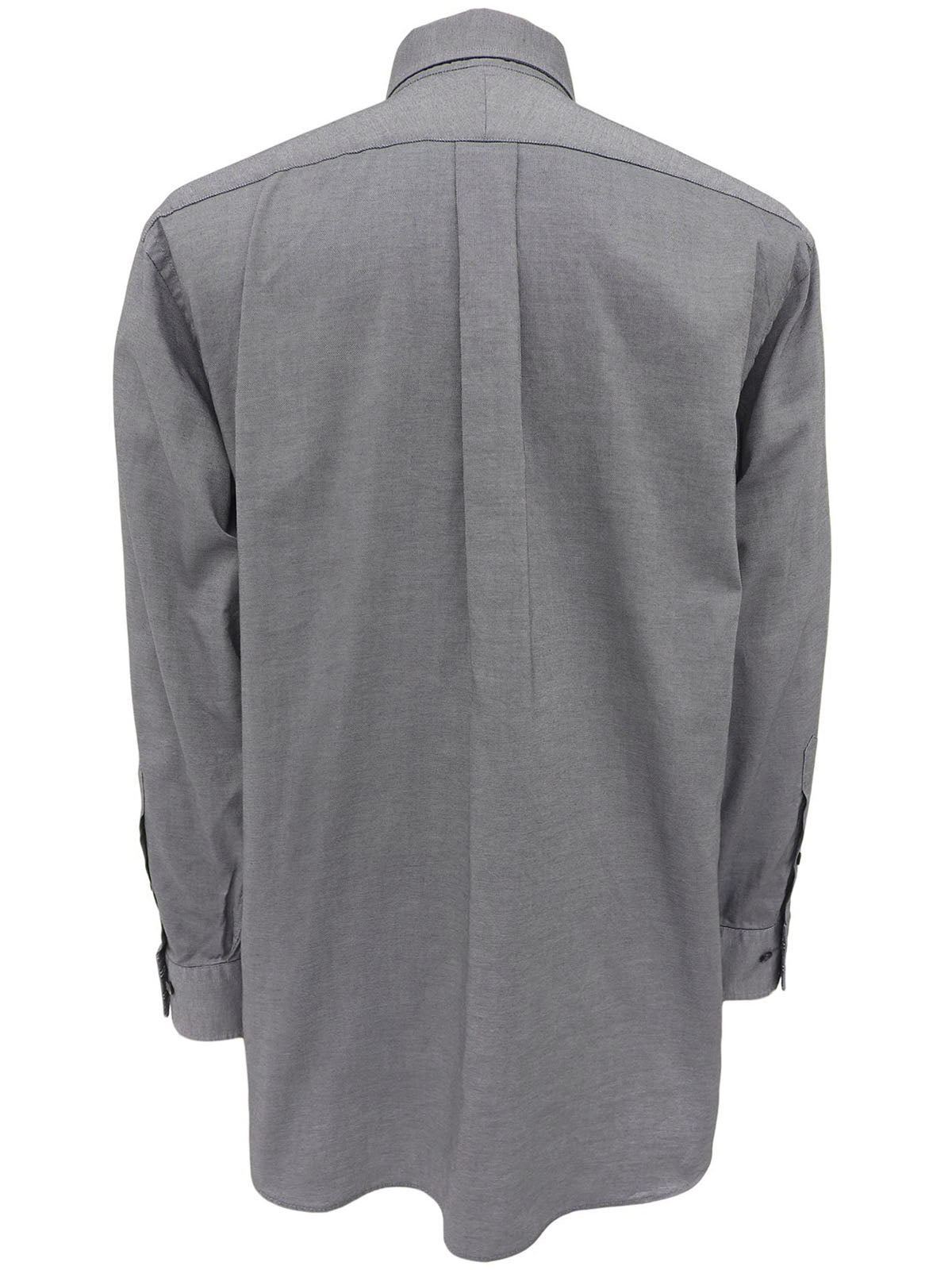 Logo embroidered long sleeve shirt in grey
