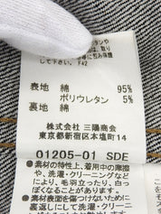 デニムロゴボタンチェックスリーブジャケット インディゴ/マルチ