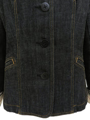 デニムロゴボタンチェックスリーブジャケット インディゴ/マルチ