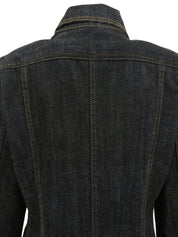 デニムロゴボタンチェックスリーブジャケット インディゴ/マルチ