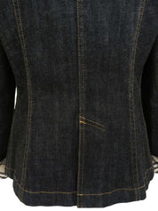 デニムロゴボタンチェックスリーブジャケット インディゴ/マルチ