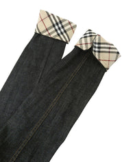 デニムロゴボタンチェックスリーブジャケット インディゴ/マルチ