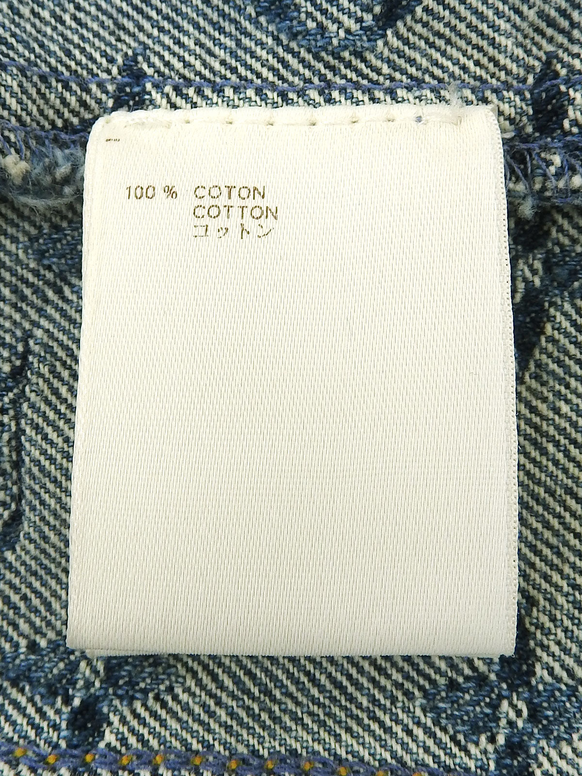 蓝棕色貂皮牛仔布字母图案夹克