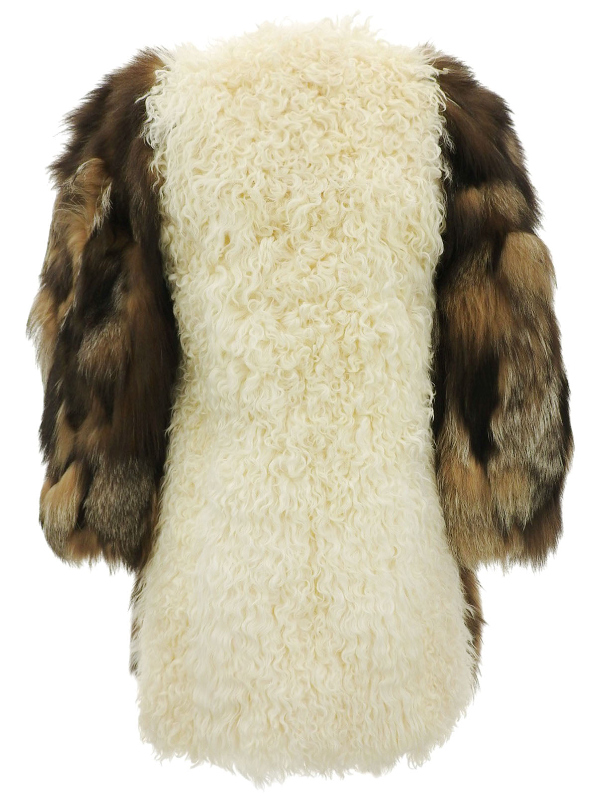 棕白色狐狸羊毛大衣