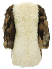 棕白色狐狸羊毛大衣