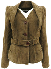 Khaki suede belted jacket