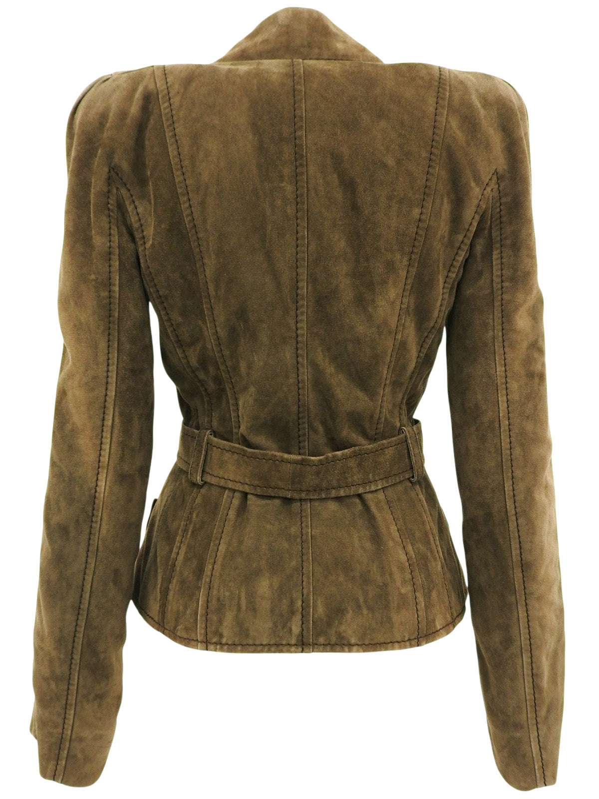 卡其色麂皮系带夹克