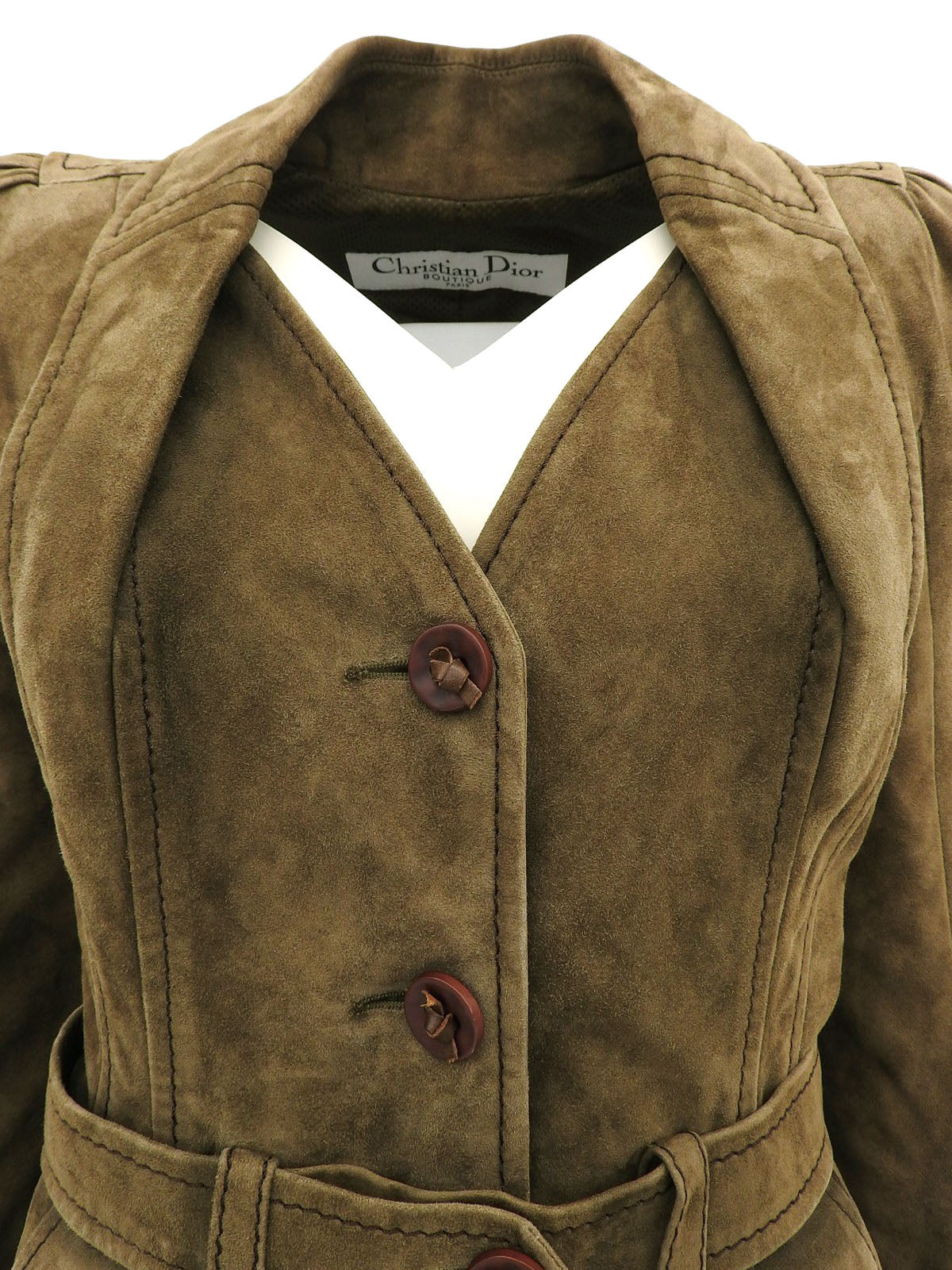 Khaki suede belted jacket