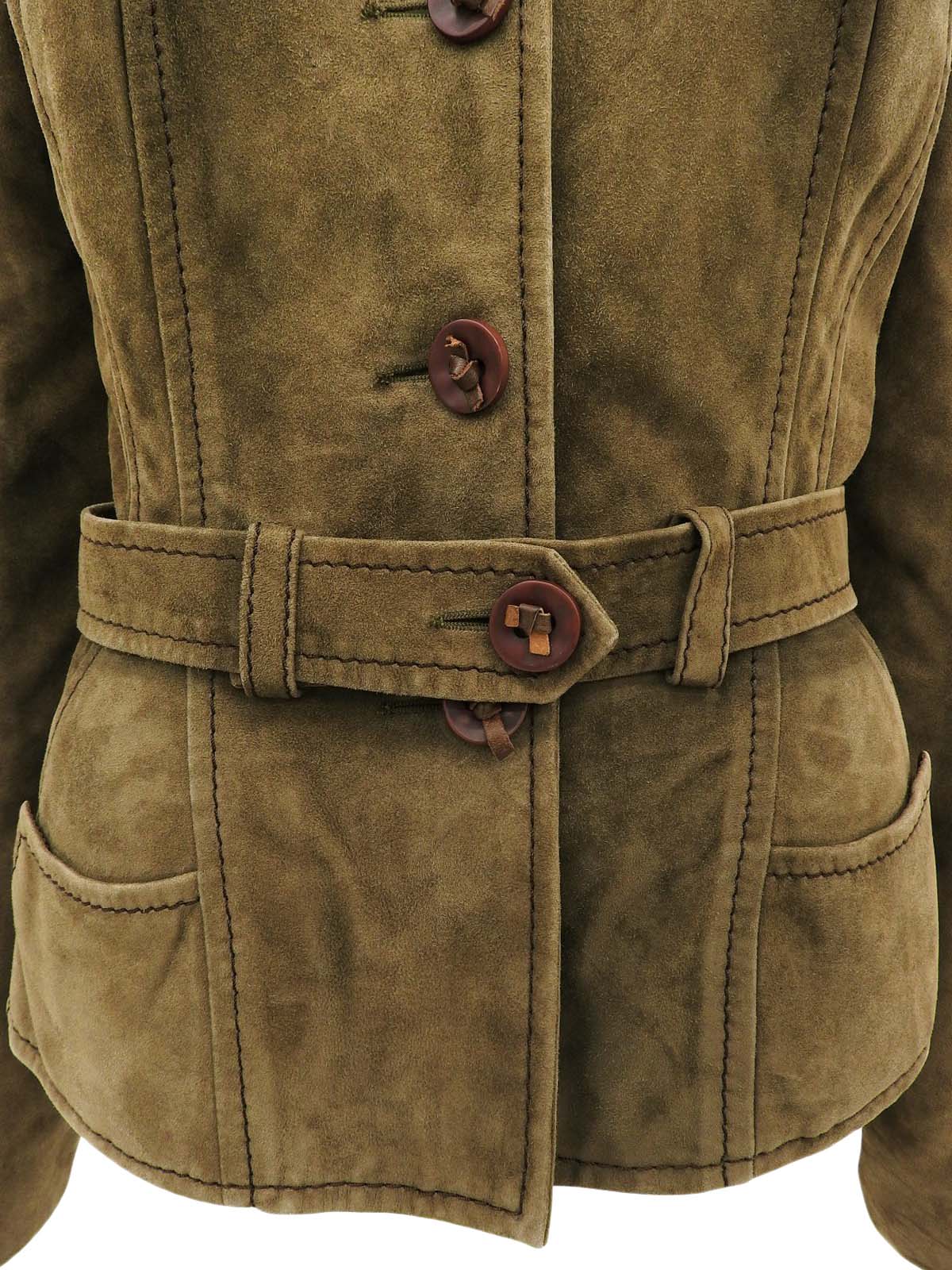 Khaki suede belted jacket
