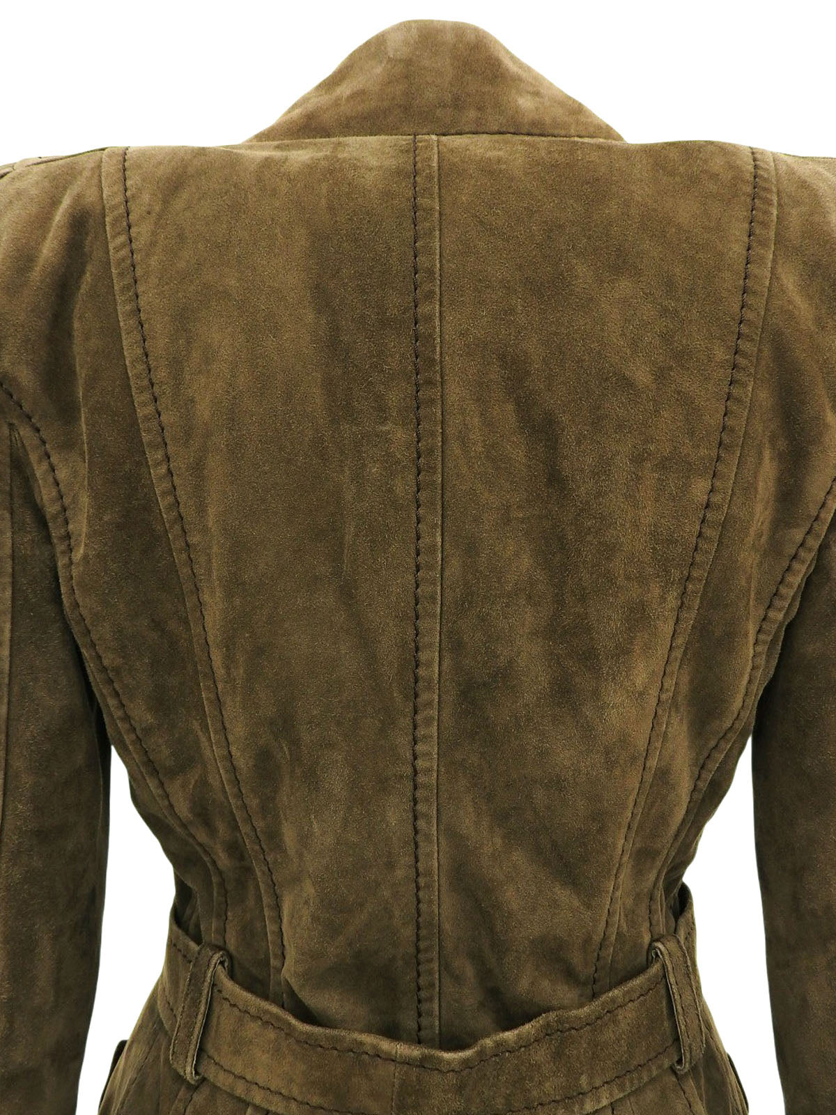 卡其色麂皮系带夹克