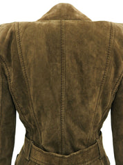 卡其色麂皮系带夹克