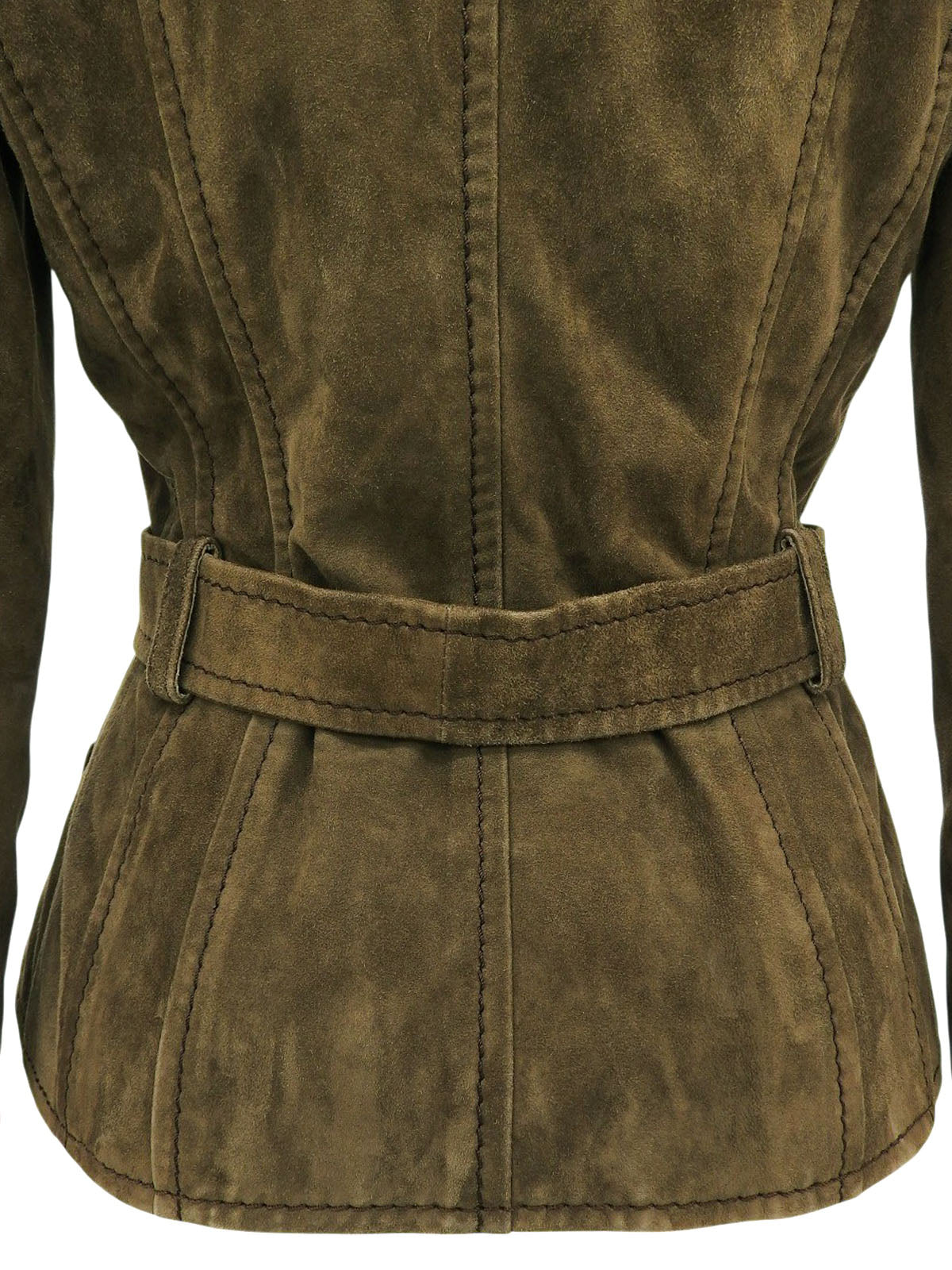 卡其色麂皮系带夹克