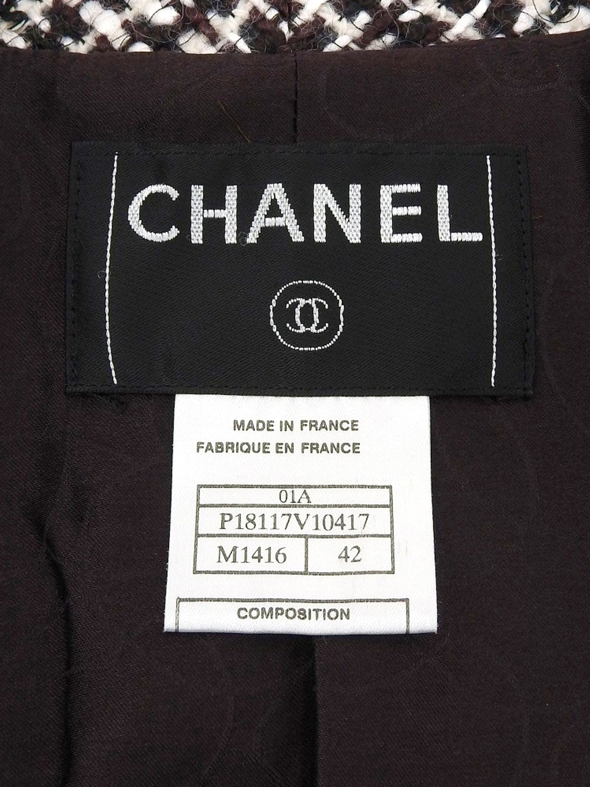 2001年製 ツイードCCマークボタンジャケット ブラウン/マルチ