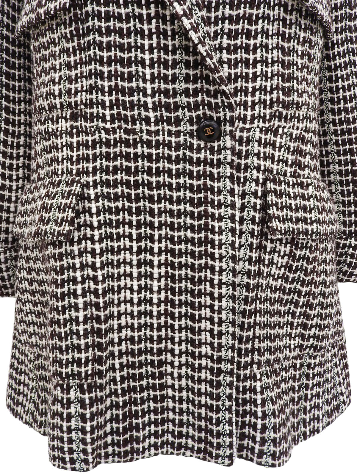 2001年製 ツイードCCマークボタンジャケット ブラウン/マルチ