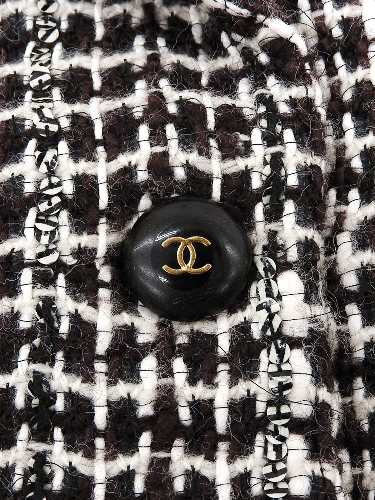 2001年製 ツイードCCマークボタンジャケット ブラウン/マルチ