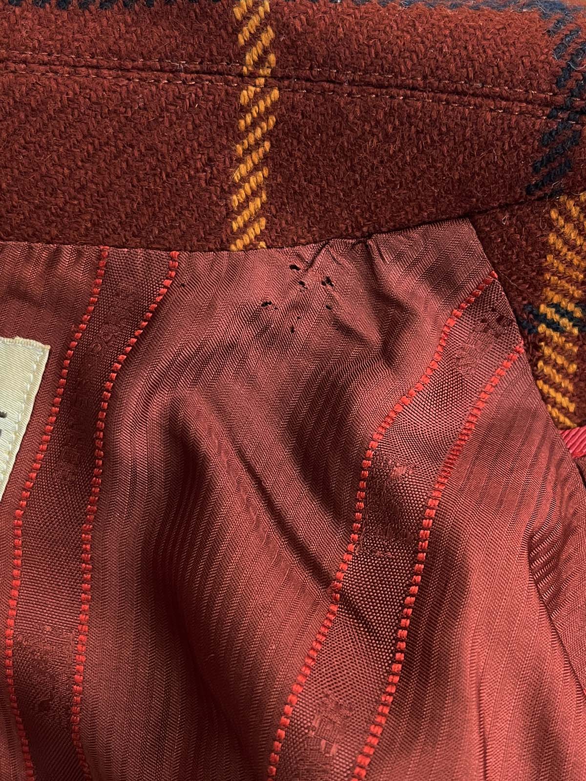 カシミアチェックパターンジャケット ブラウン/マルチ