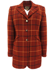 カシミアチェックパターンジャケット ブラウン/マルチ