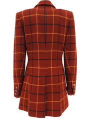 カシミアチェックパターンジャケット ブラウン/マルチ