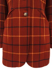 カシミアチェックパターンジャケット ブラウン/マルチ