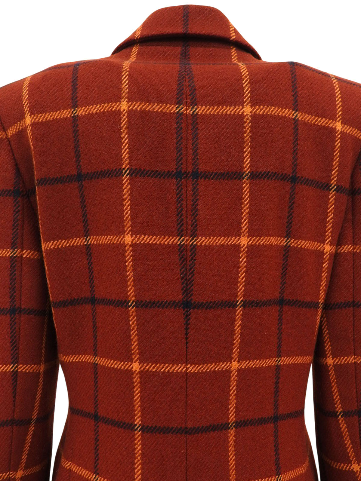 カシミアチェックパターンジャケット ブラウン/マルチ