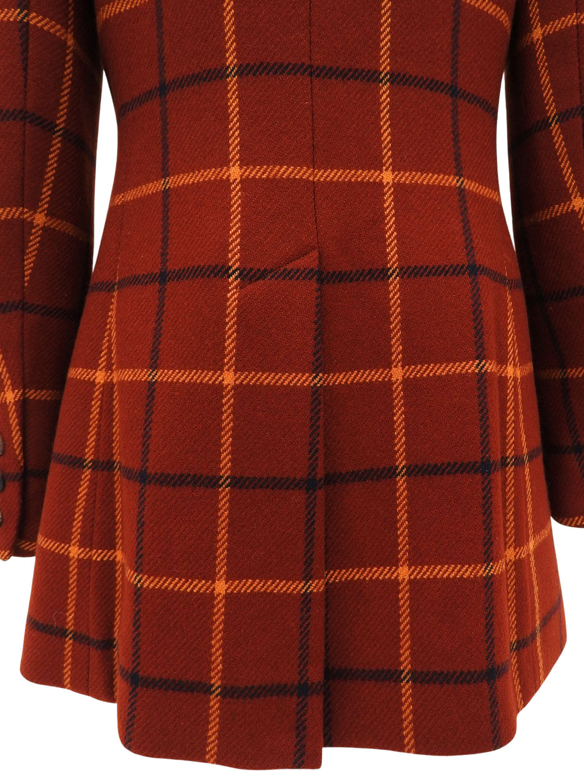 カシミアチェックパターンジャケット ブラウン/マルチ