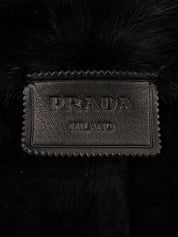 黑色羊毛貂毛领大衣