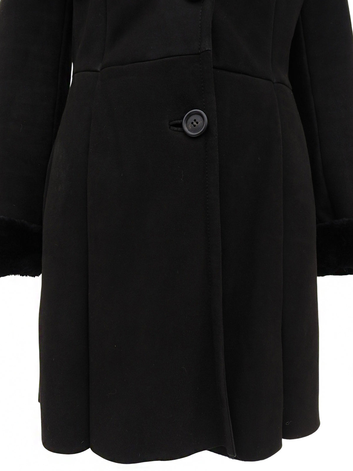 黑色羊毛貂毛领大衣