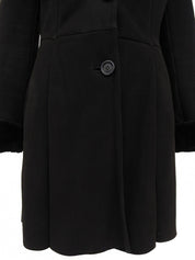 黑色羊毛貂毛领大衣