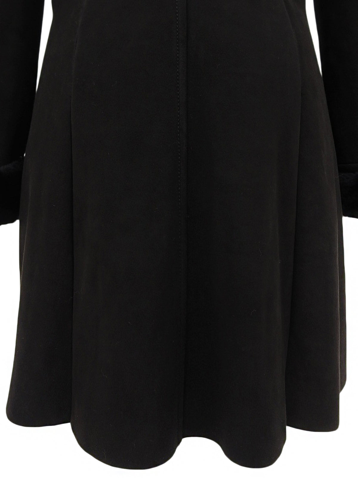 黑色羊毛貂毛领大衣