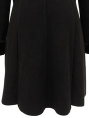 黑色羊毛貂毛领大衣