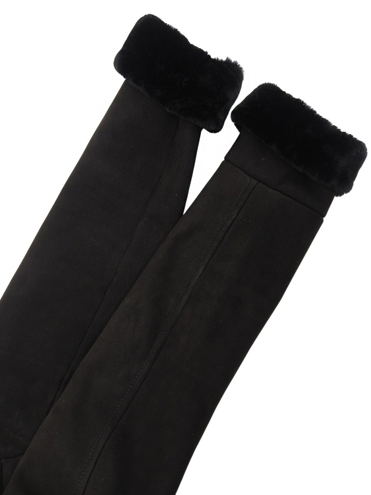 黑色羊毛貂毛领大衣